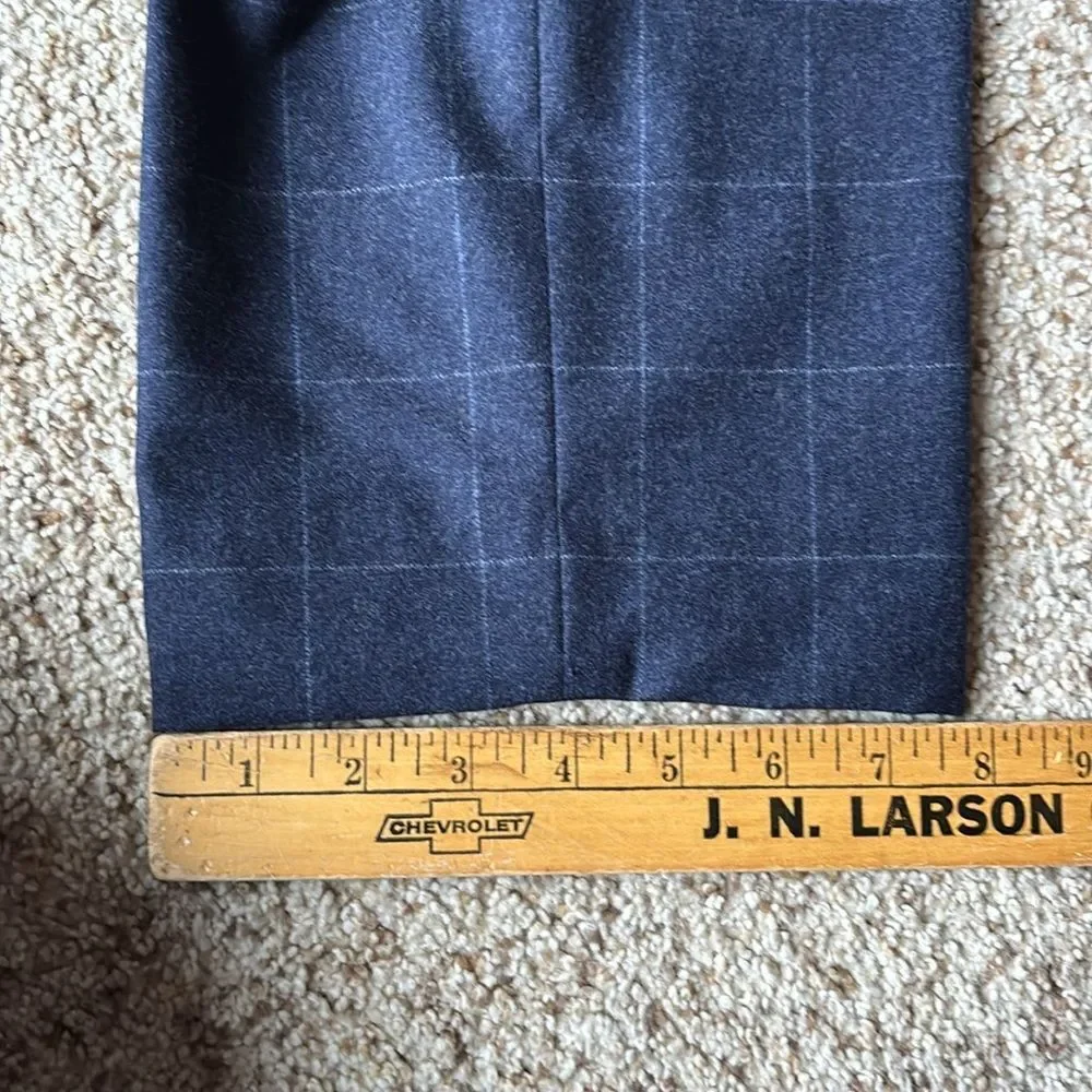 *Luxury* Paul Stuart Navy Windowpane Check Wool Flannel 2 Btn Suit 42 L